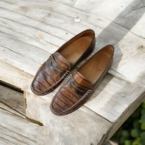 Martin Dingman Bill Alligator Grain Penny Loafers